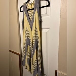 Casual Yellow and Gray Chevron Dress